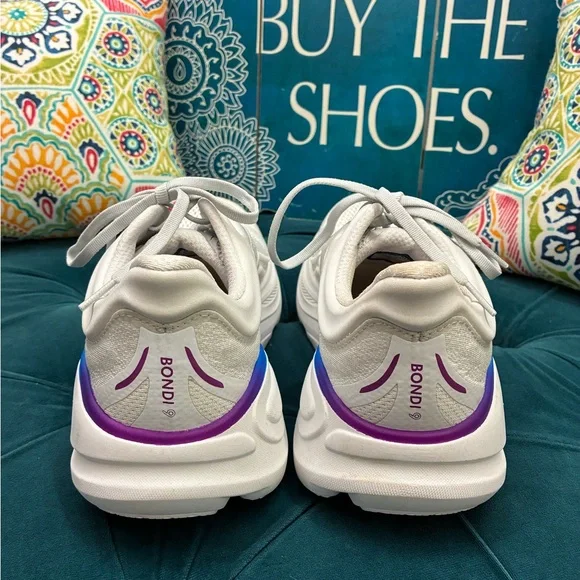 Hoka Women's Gray Running Shoes with Blue and Purple Accents - Picture 3 of 4